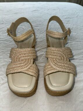Marc Fisher Natural Woven Platform Wedge Sandals